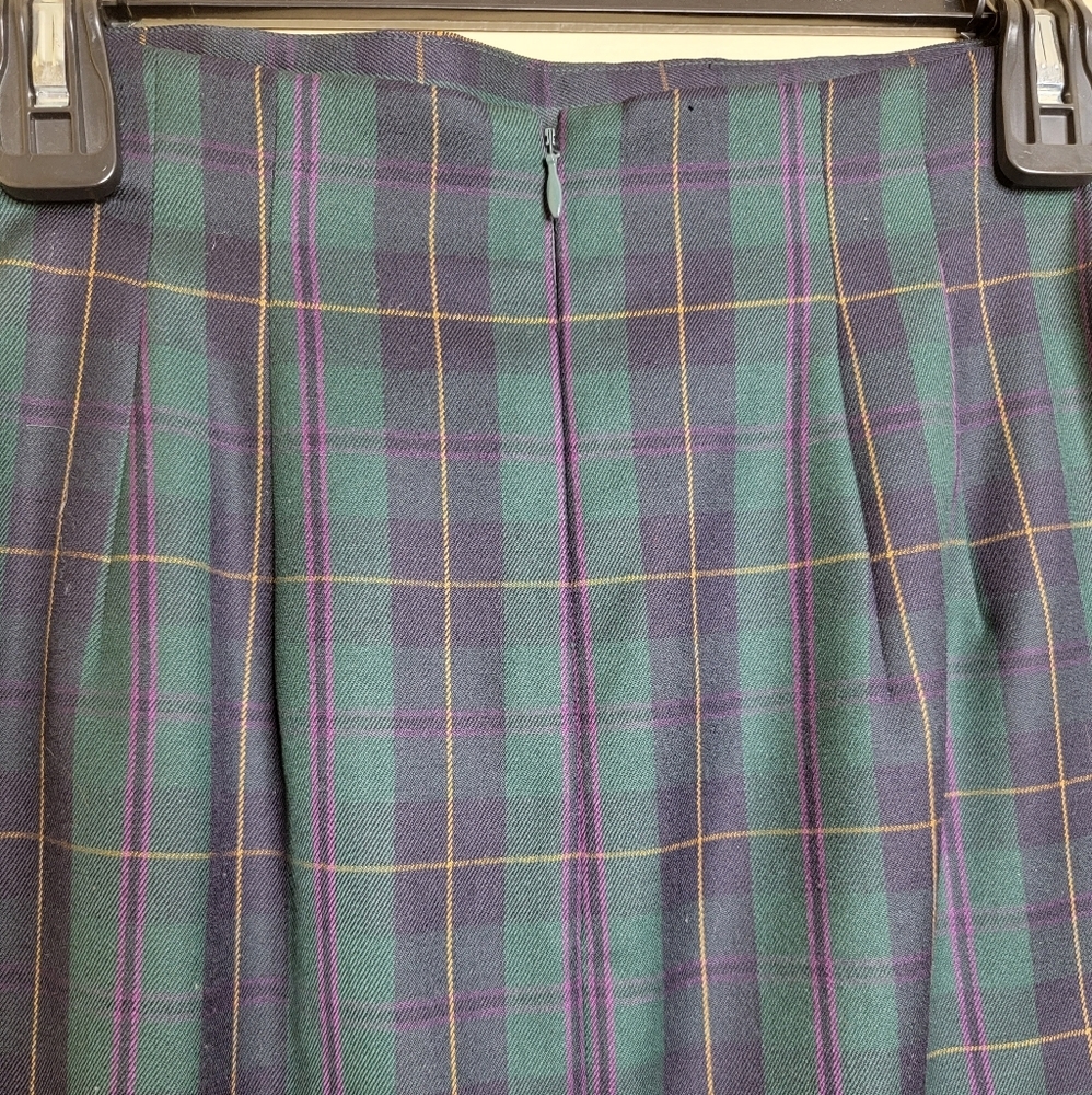 Ellen Tracy Wool Pencil Skirt Green Plaid - Picture 4 of 6